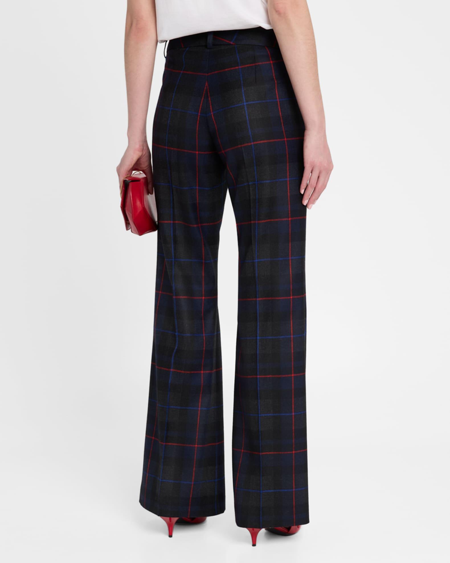 Plaid Wool Wide-Leg Pants Product Image