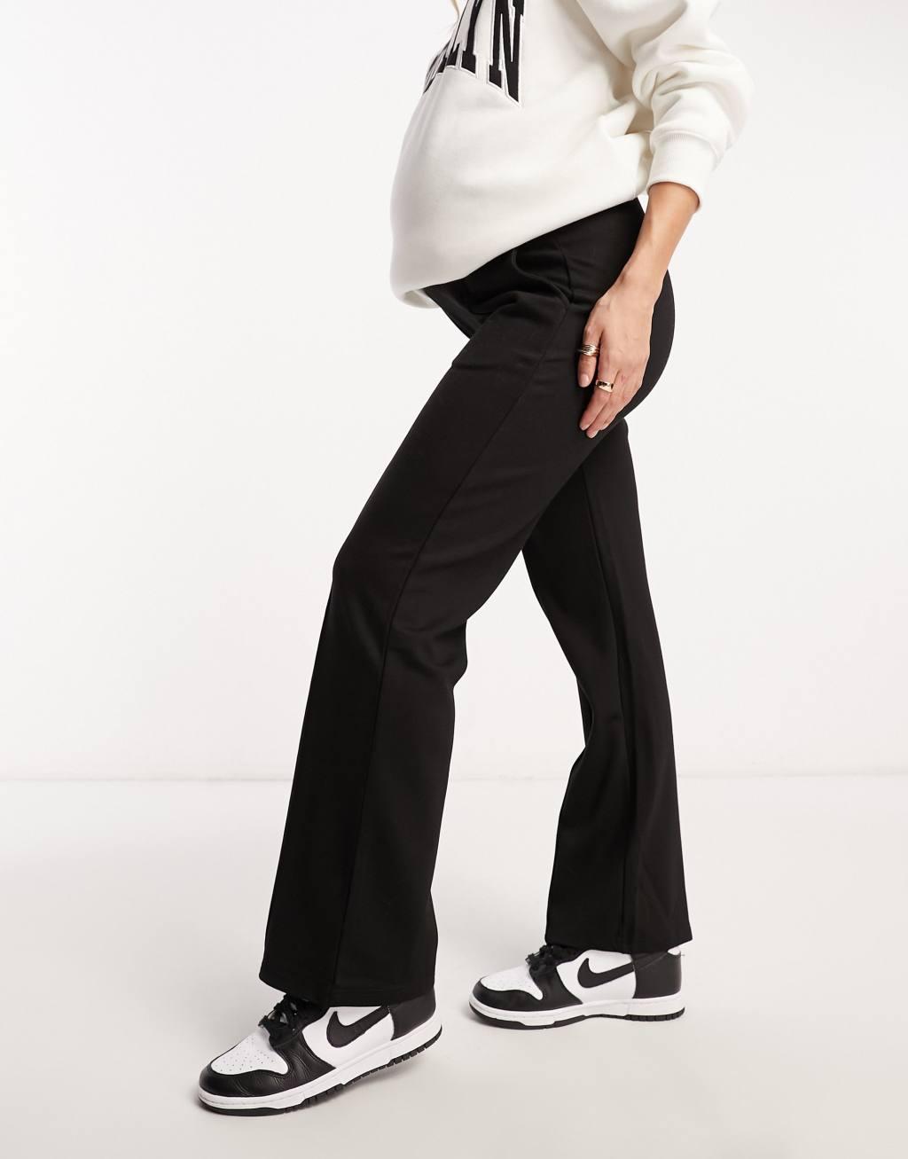 Mamalicious Maternity over the bump wide leg pants with pin tucks Product Image