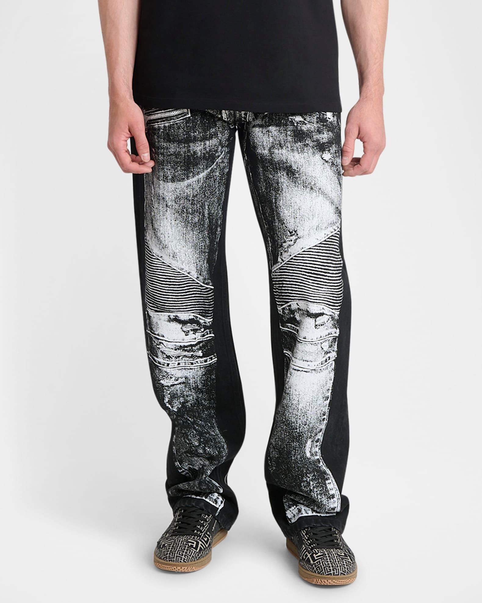 Men's Trompe L'oeil Printed Denim Pants Product Image