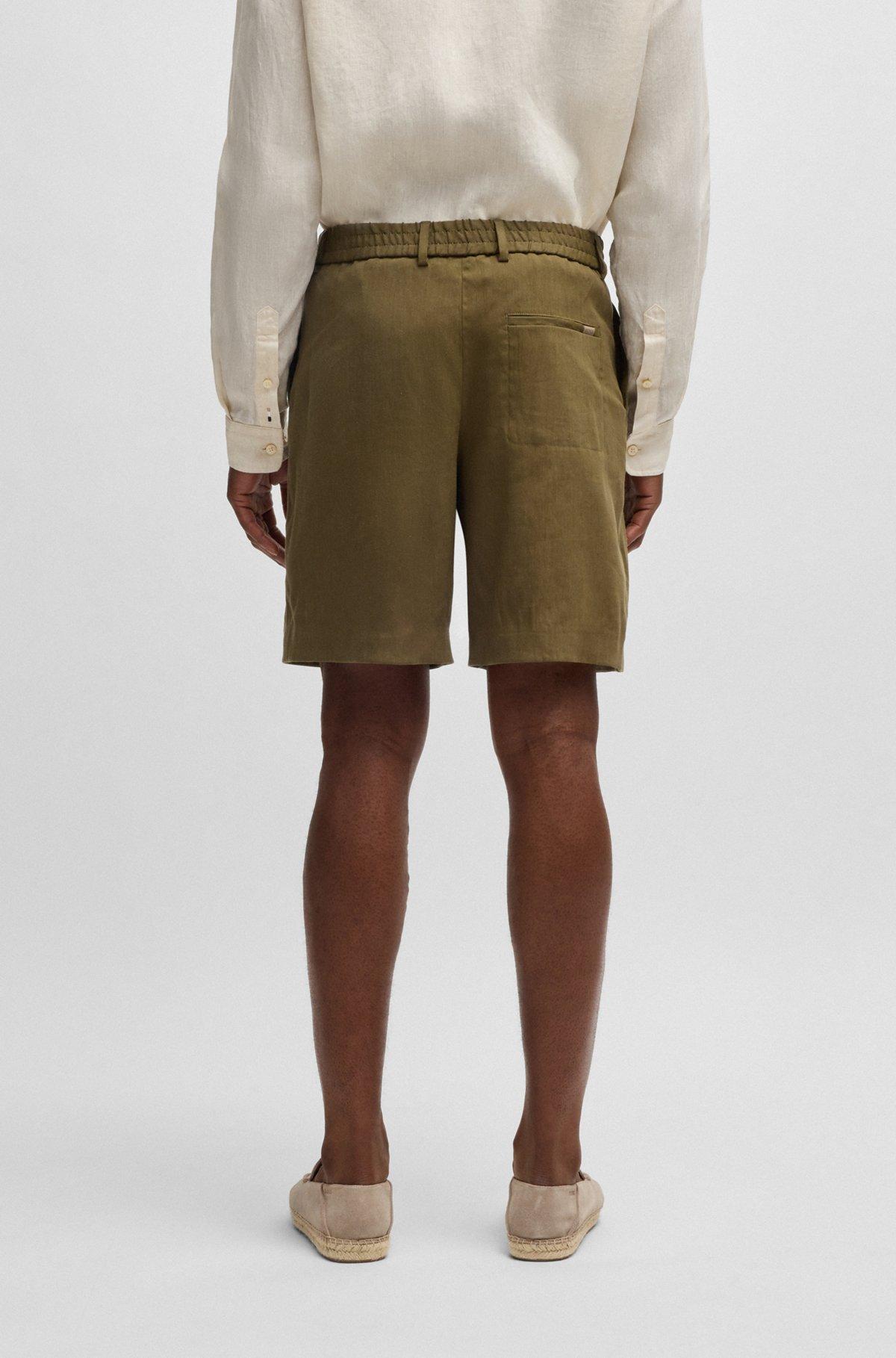BOSS - Formal shorts in a linen blend - Dark Green Product Image