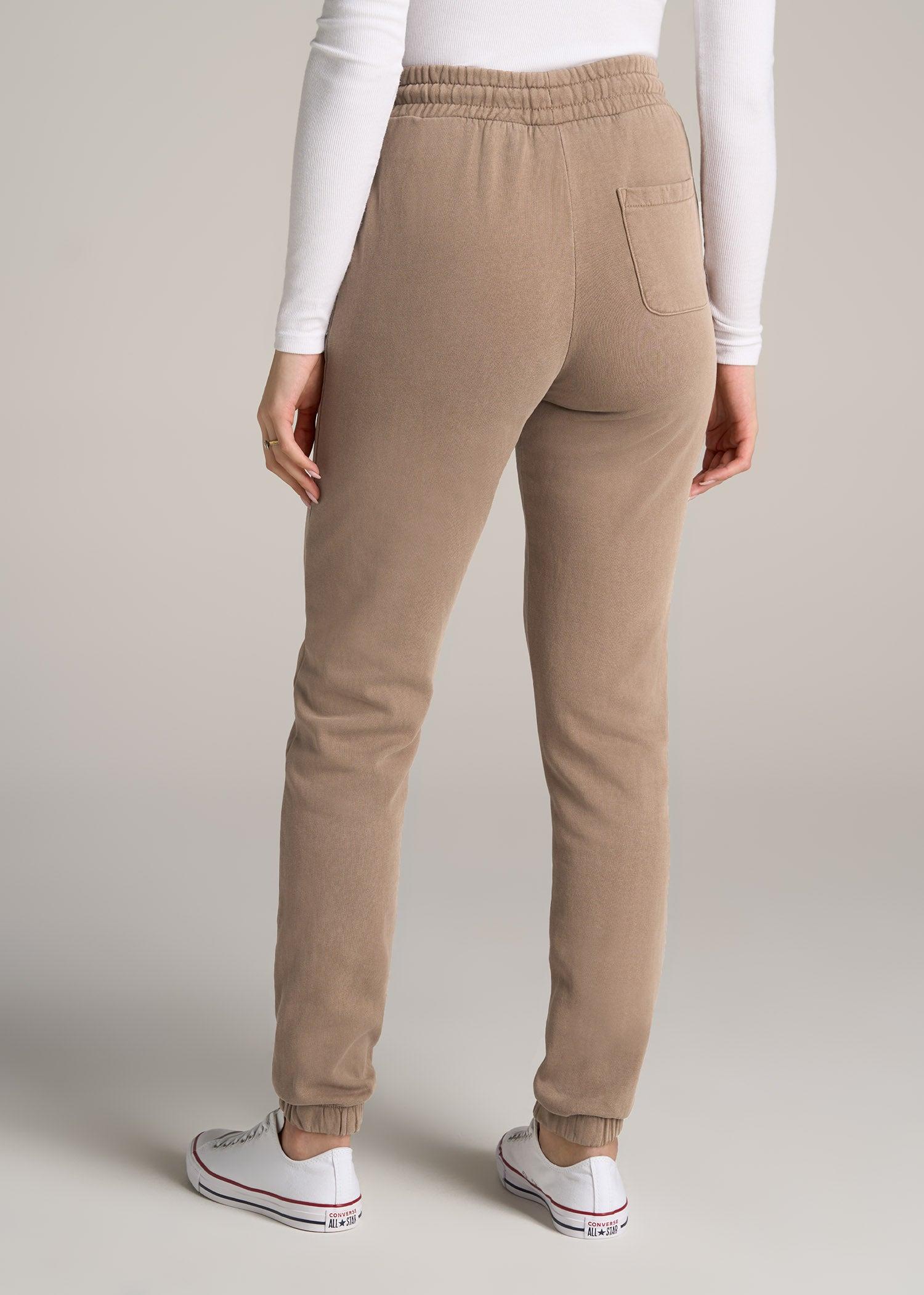 Wearever Fleece Slim Fit High-Waisted Garment Dye Sweatpants for Tall Women in Latte Female Product Image