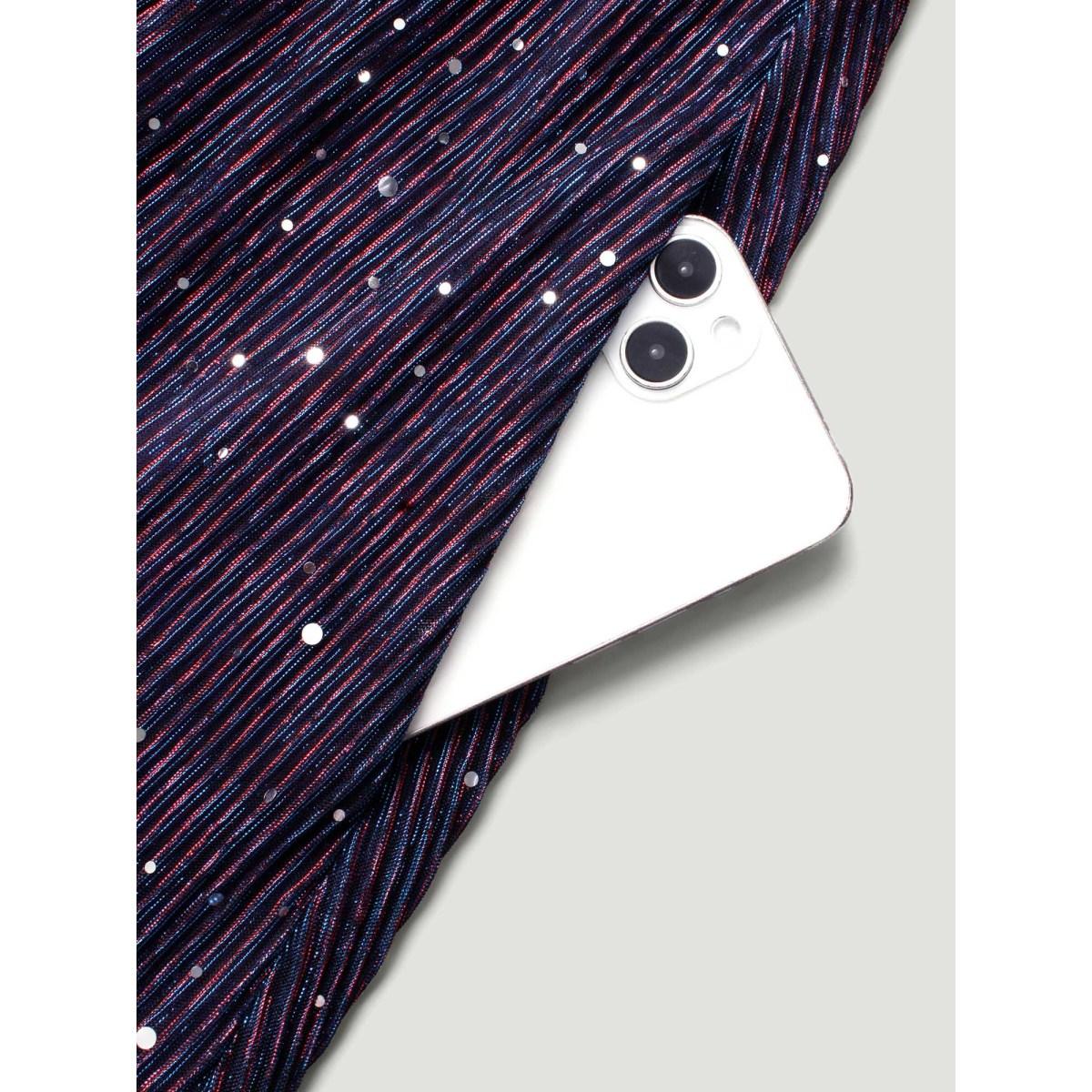 Plus Size Sequin Surplice Neckline Sleeveless Midi Dress Deeppurplered Women Party&Cocktail Texture Party Curvy Bloomchic 22-24/3X Product Image