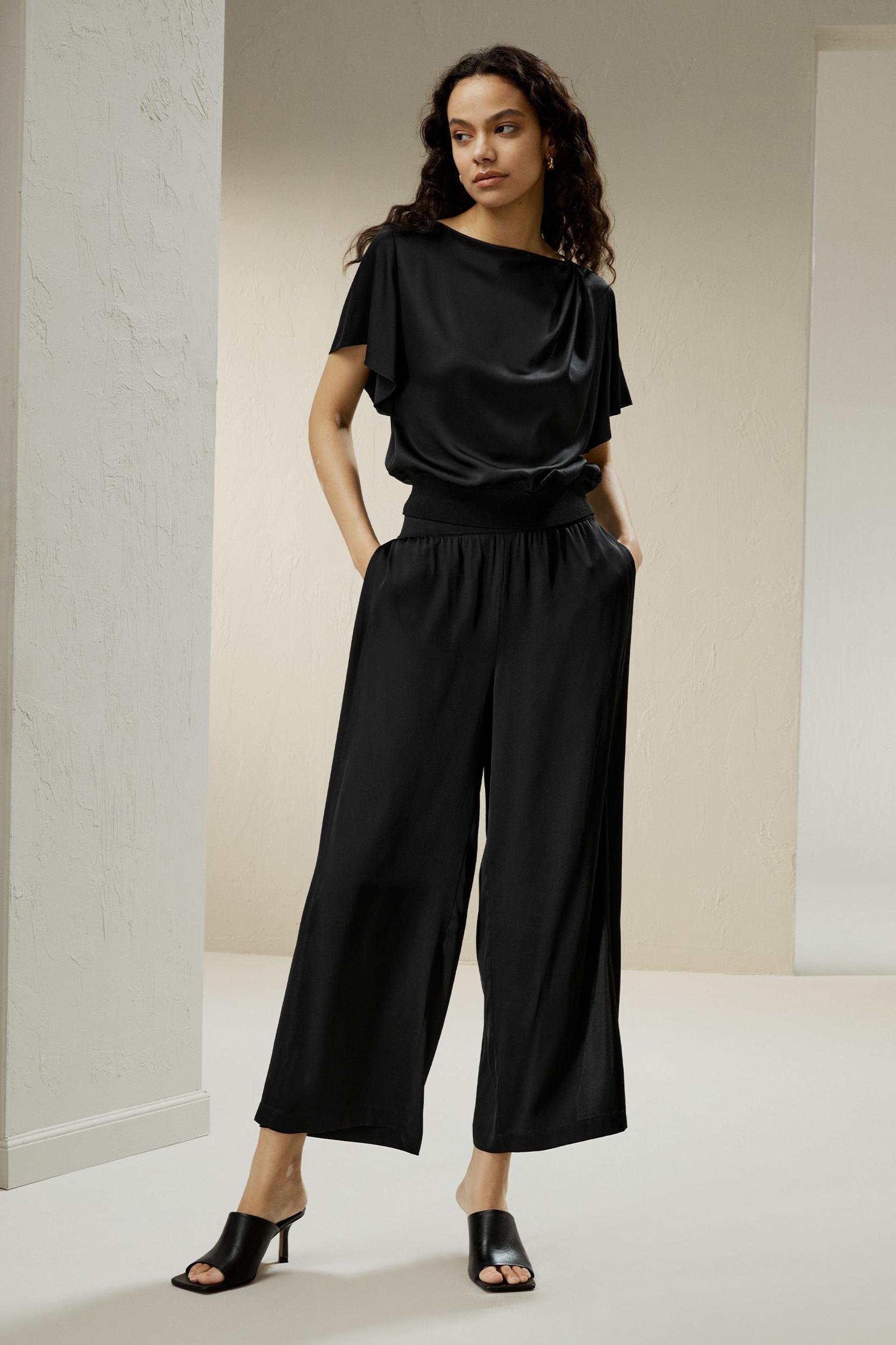 LILYSILK Silk Tshirt Women Black Breathable Basic Meticulously Crafted Seams High Quality Silk Fibers XL Product Image