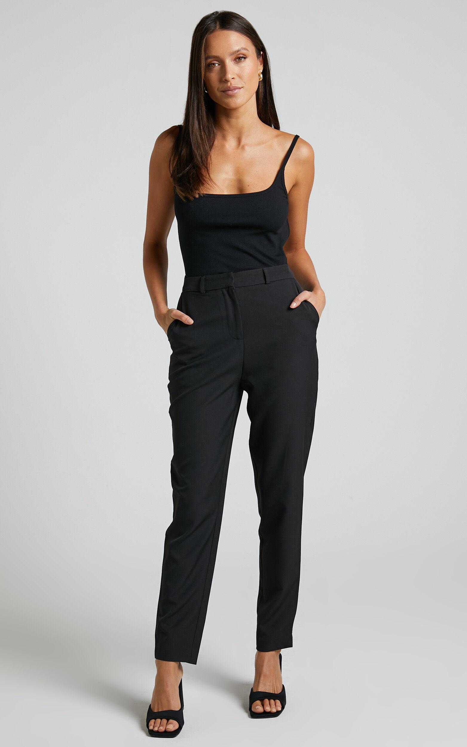 Hermie Pants - High Waisted Cropped Tailored Pants in Black Product Image