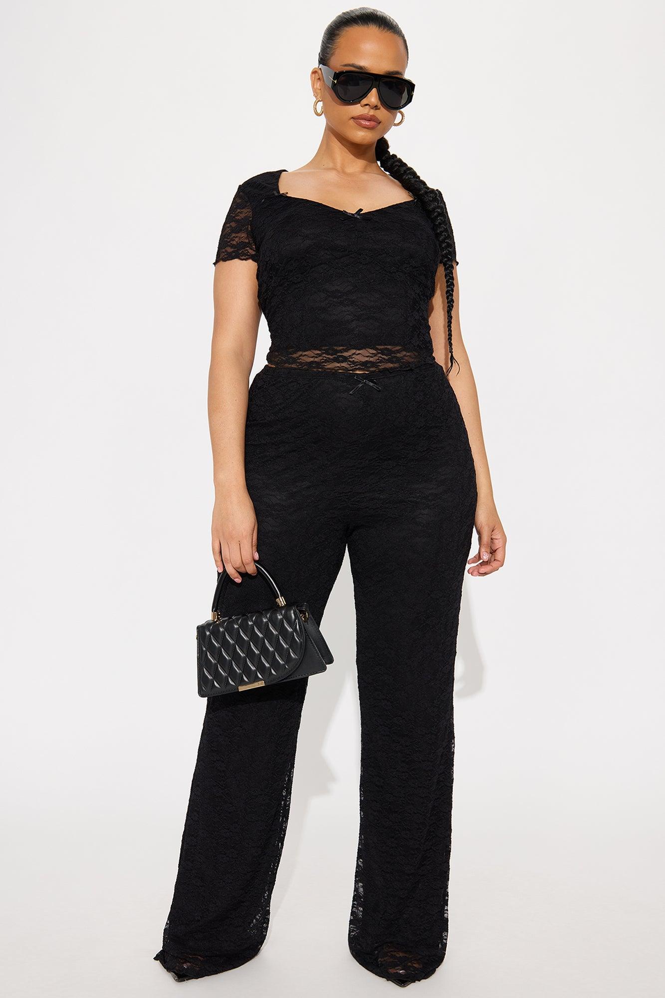 Midnight Princess Lace Pant Set - Black Product Image