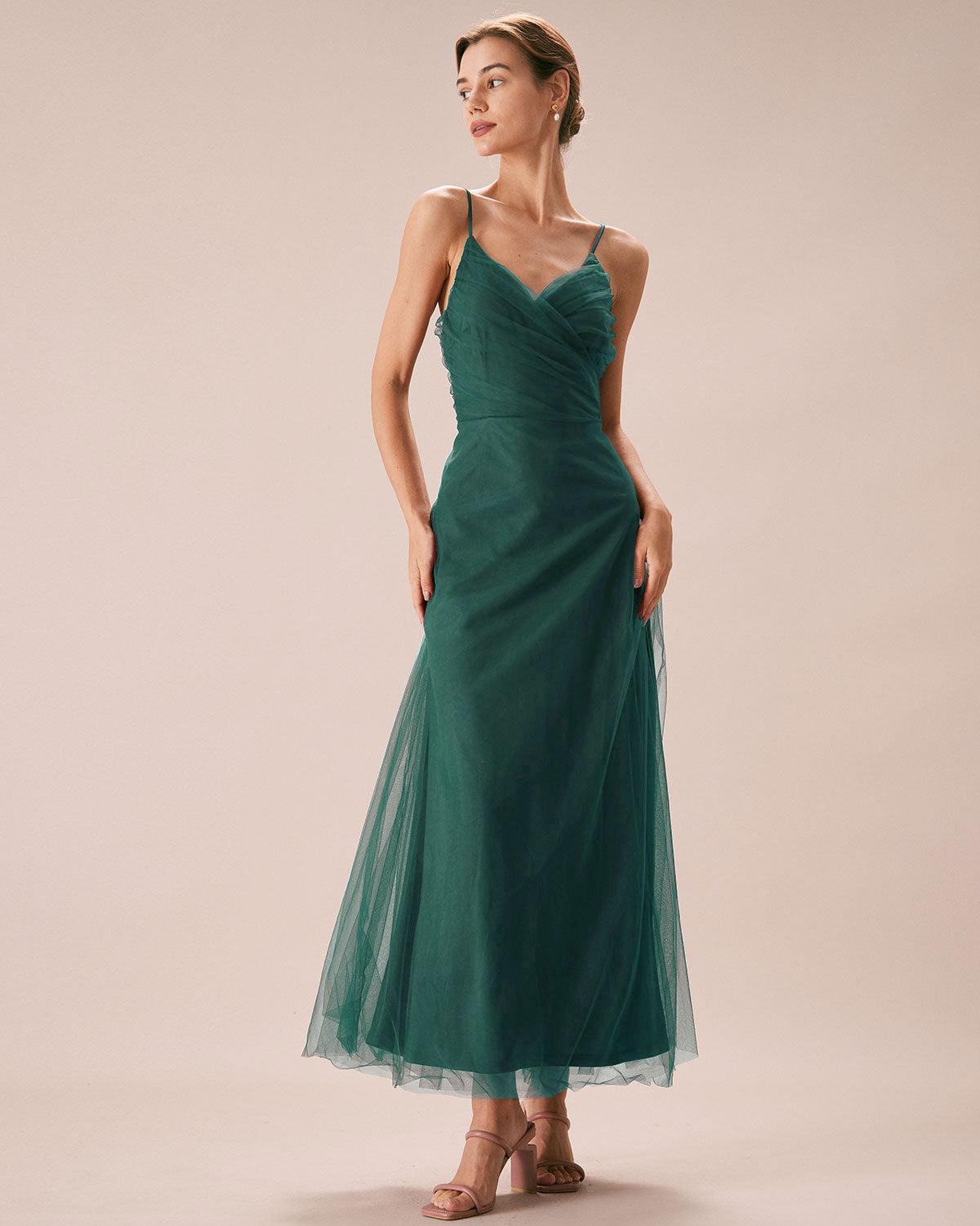 Green Mesh Wrap Slip Maxi Dress Product Image