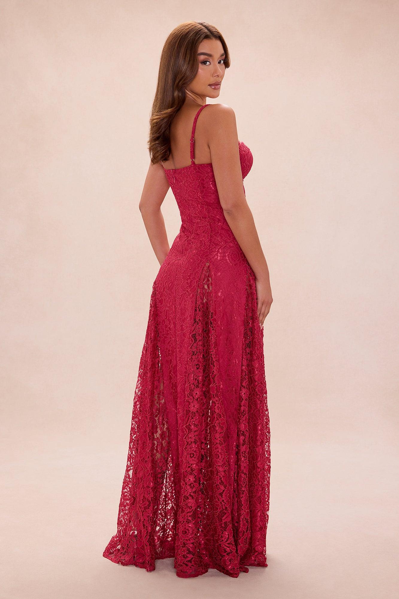Reina Lace Gown - Wine Female Product Image