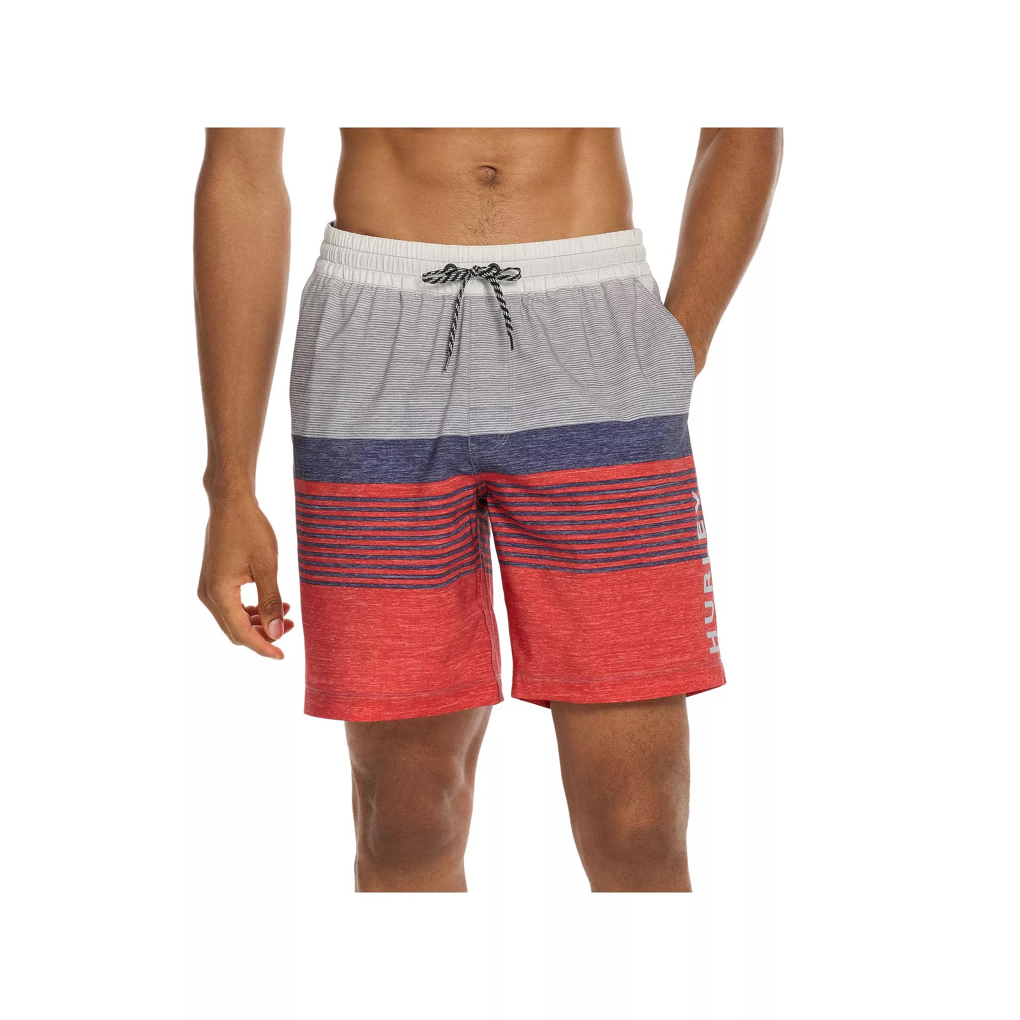 Men's Hurley 7.5" Striped Swim Trunks, Size: Medium, White Product Image