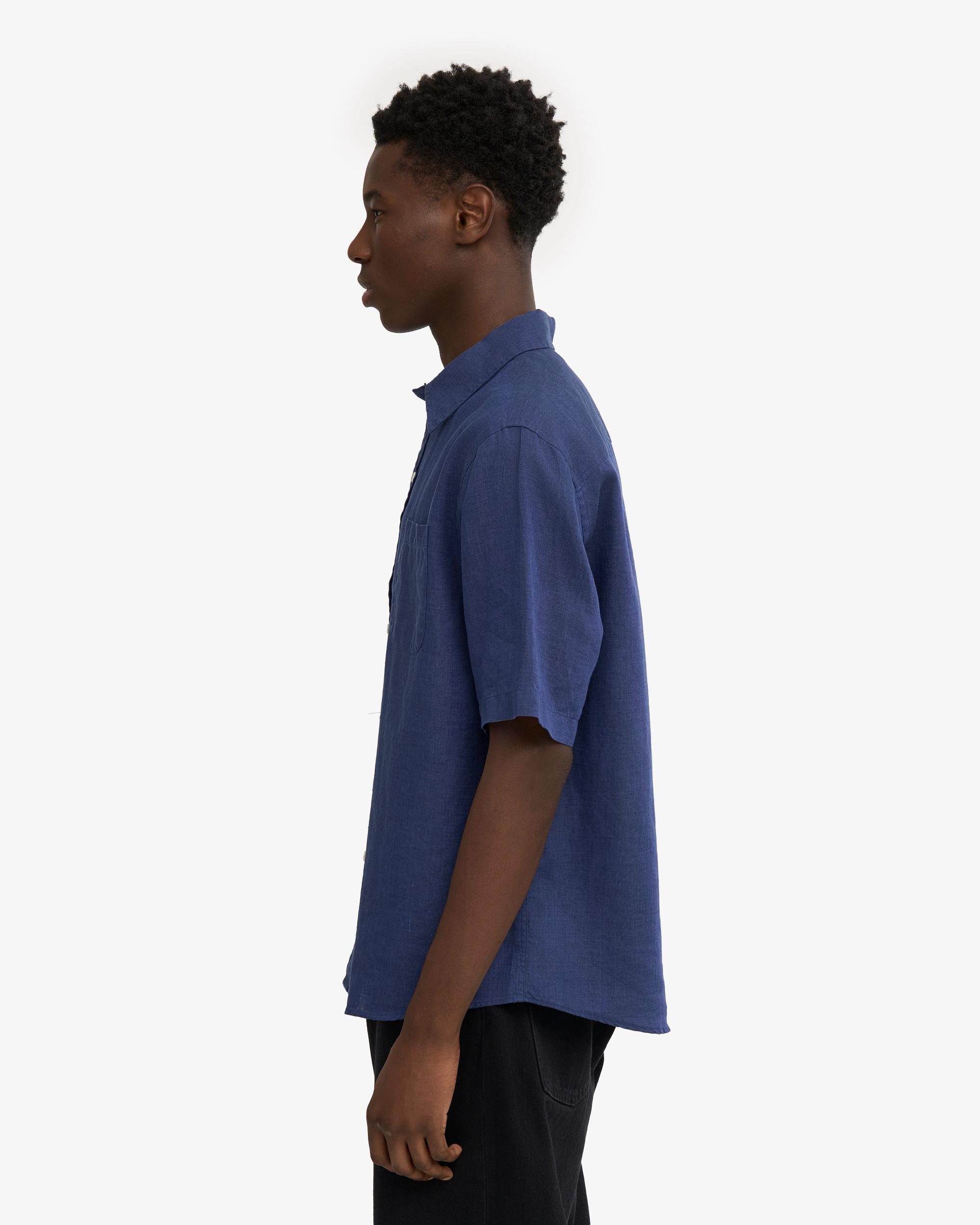Linen SS Shirt - Marine Blue Product Image