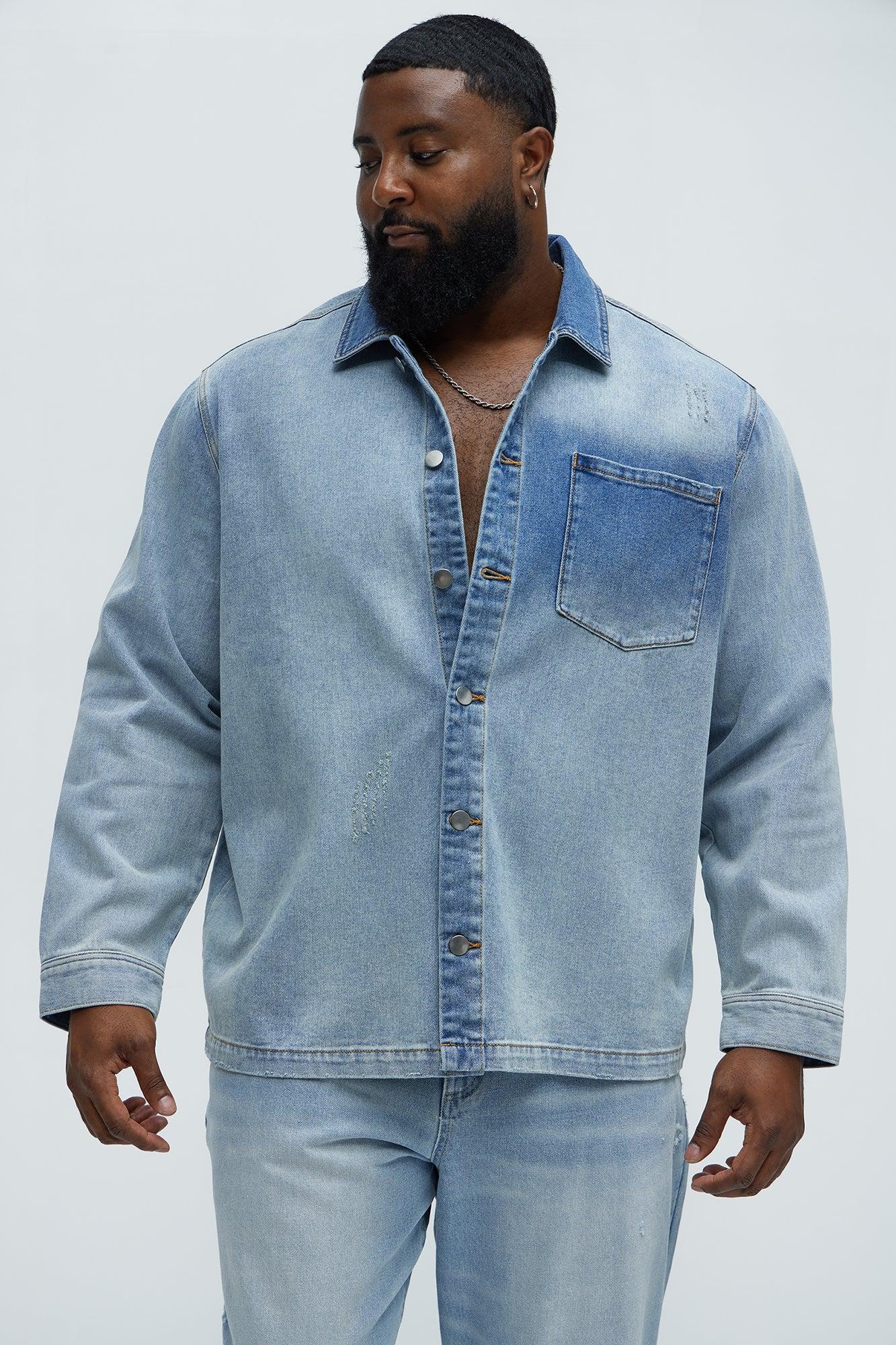 Sun Faded Denim Work Shirt - Light Wash Product Image