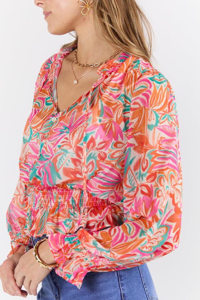 Take Me To The Tropics Multi Print Blouse With Cami Lining FINAL SALE Product Image