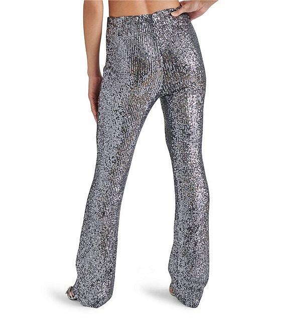 Steve Madden Citrine Stretch Sequin Flare Leg Legging Pants Product Image