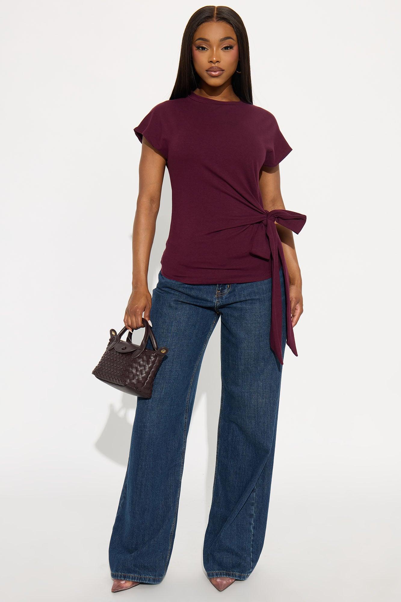 Penny Tie Waist Tshirt - Plum Female Product Image