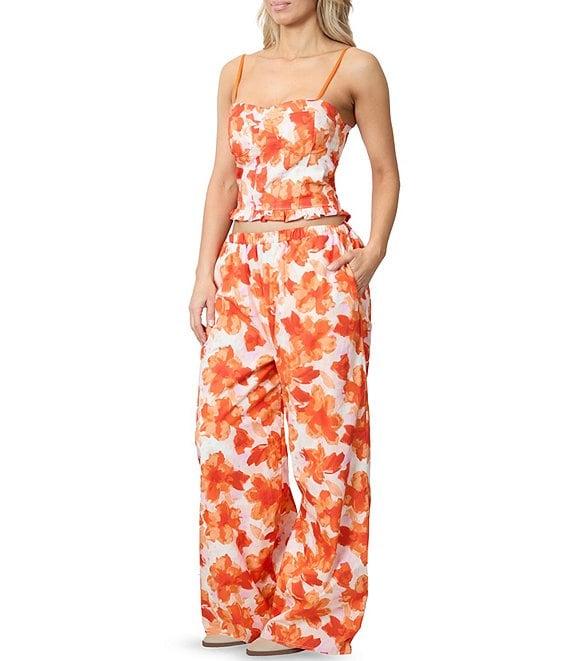 Stevie by Steve Madden Floral Print High Rise Flowy Pull-On Pant Product Image