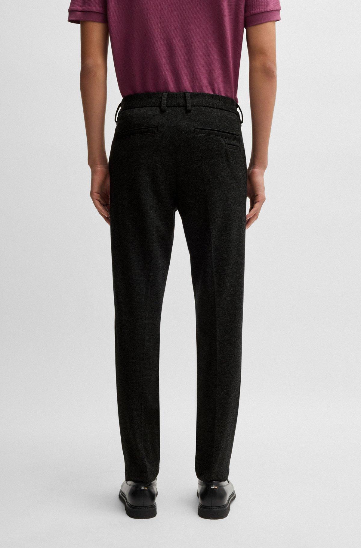 Slim-fit trousers in salt-and-pepper stretch jersey Product Image