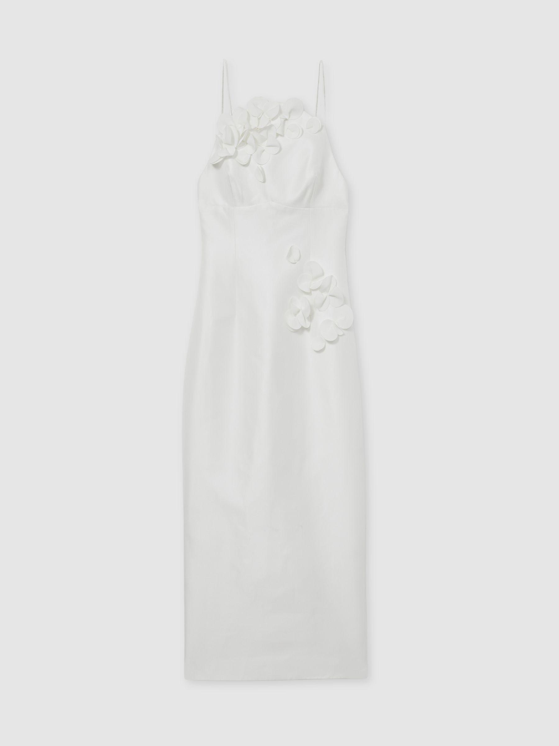 Acler Ivory Petal Detail Fitted Midi Dress in Ivory Product Image