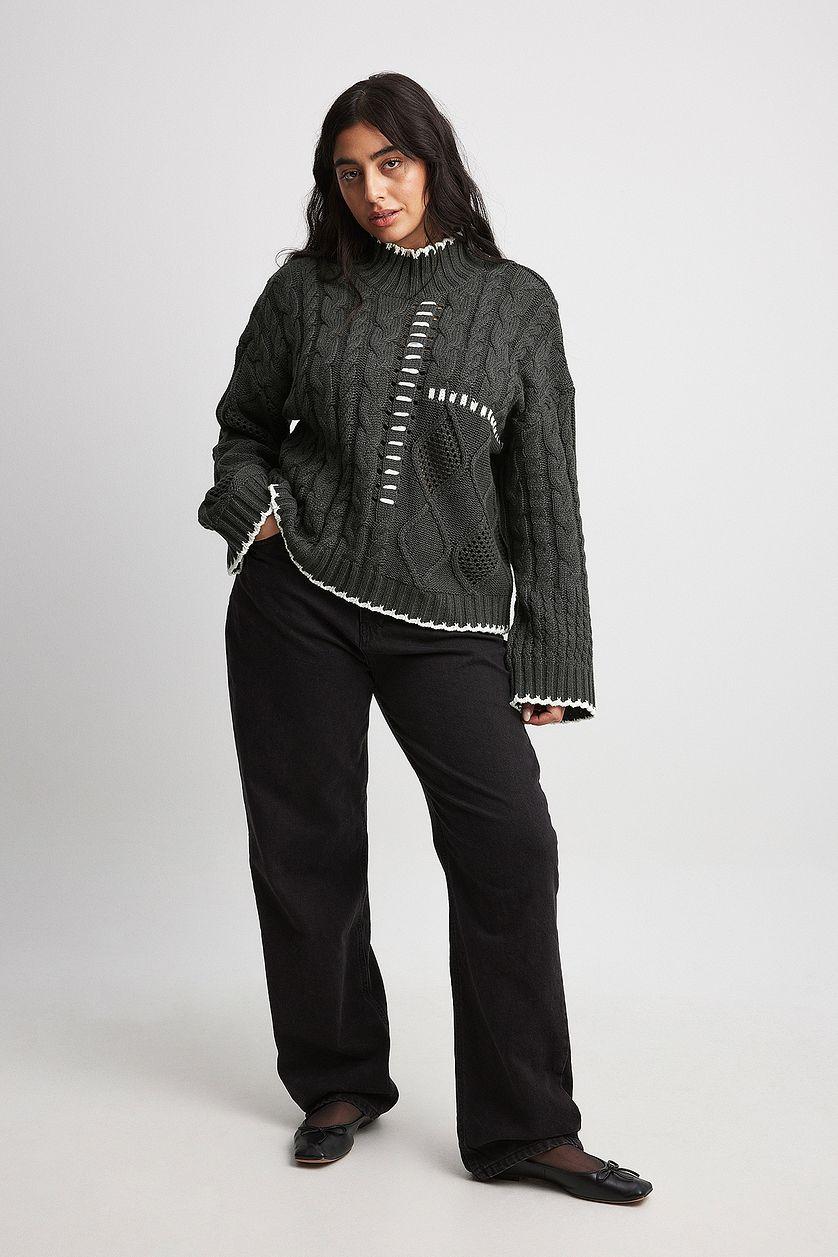 Cable Knit Stitch Detail Sweater Product Image