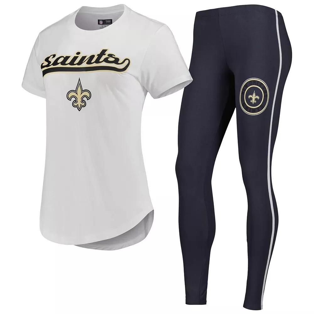 Women's Concepts Sport White/Charcoal New Orleans Saints Sonata T-Shirt & Leggings Sleep Set,  Product Image