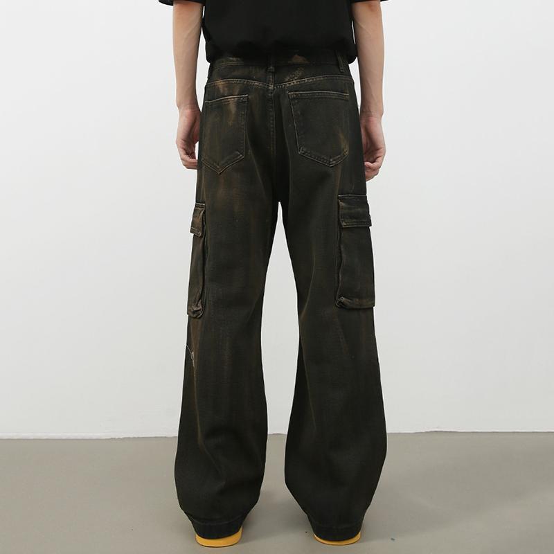 Sopula Vintage Street Straight Wide Leg Work Jeans Product Image
