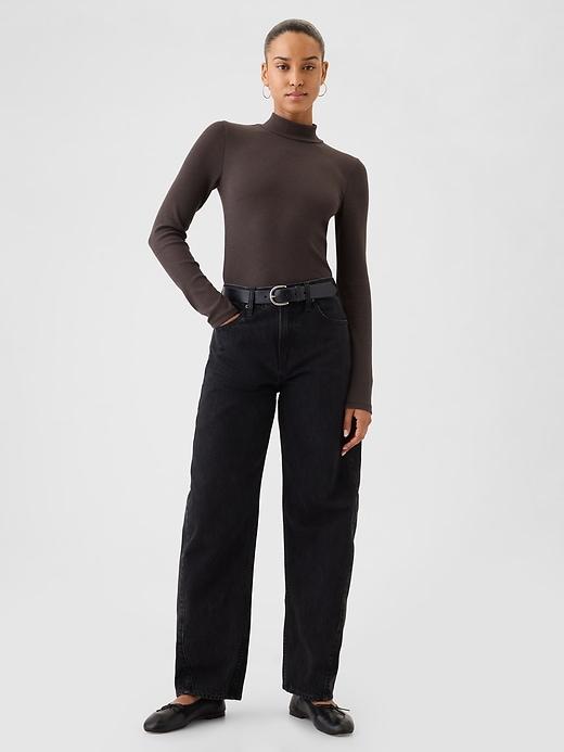 Modern Rib Cropped Mockneck Shirt Product Image
