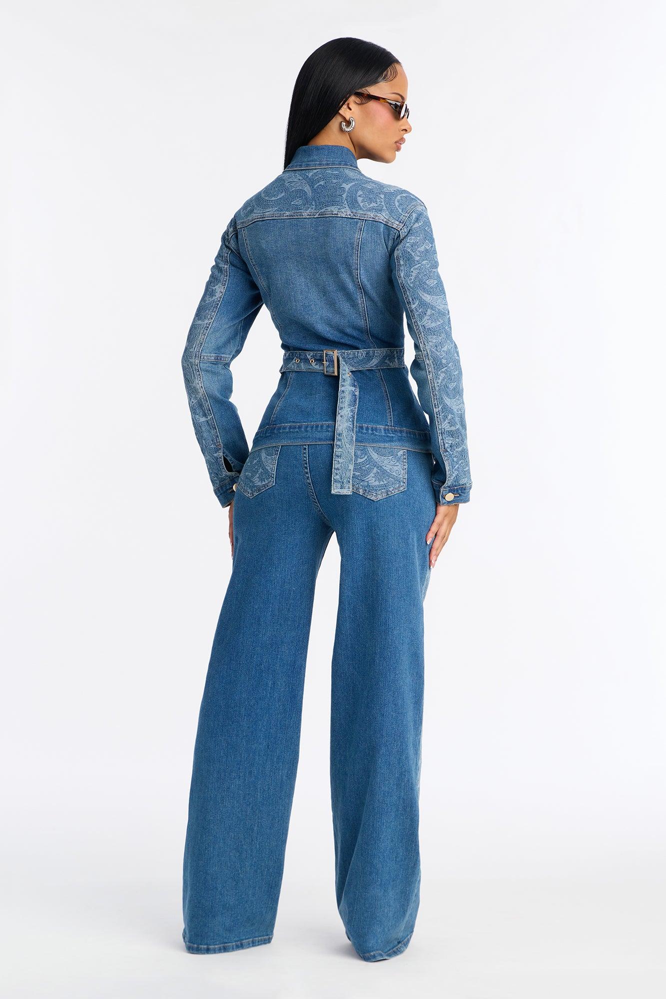 Presley Fitted Denim Pant Set - Medium Wash Female Product Image