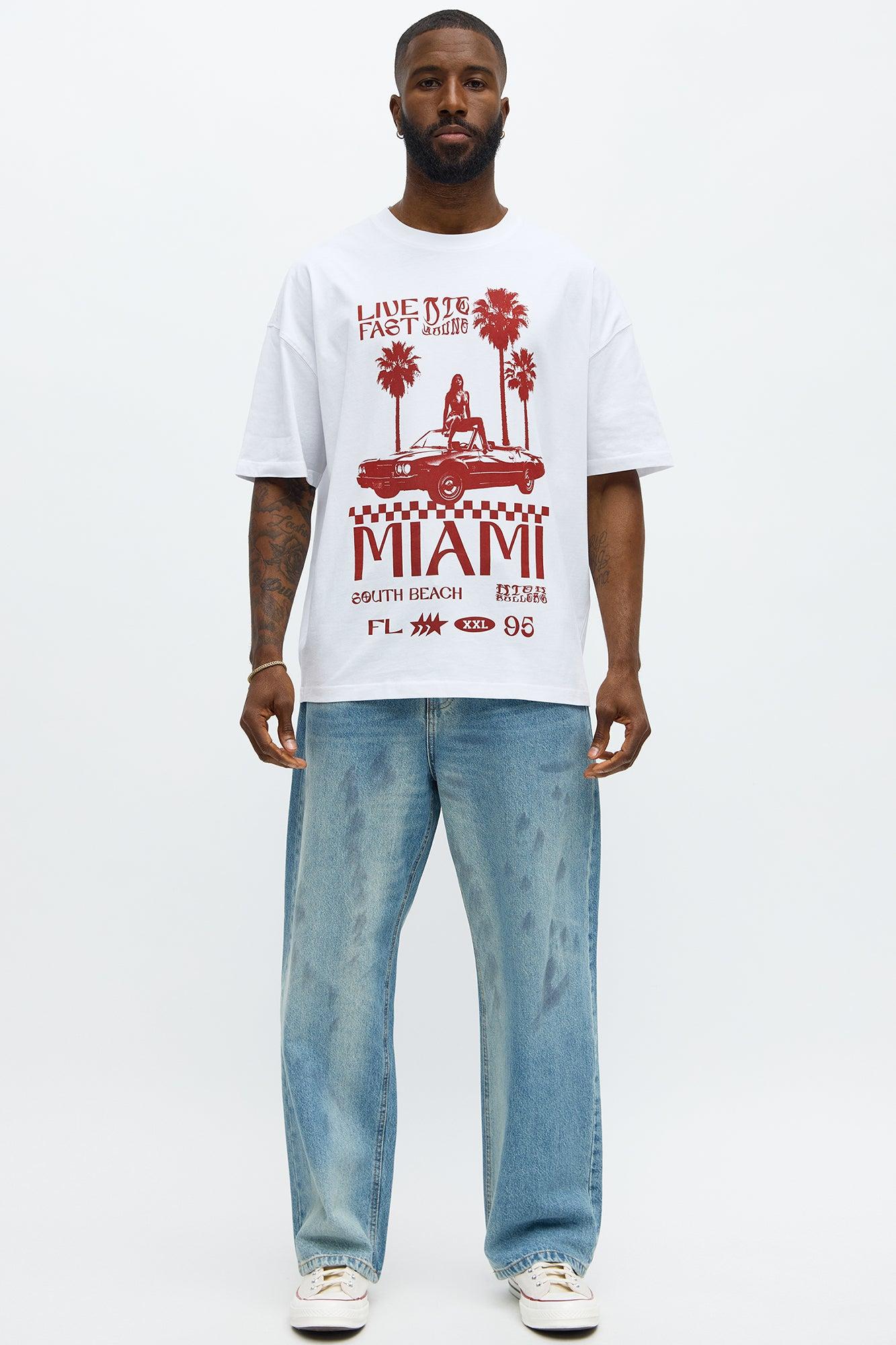 Live Fast Miami Oversized Short Sleeve Tee - White Male Product Image