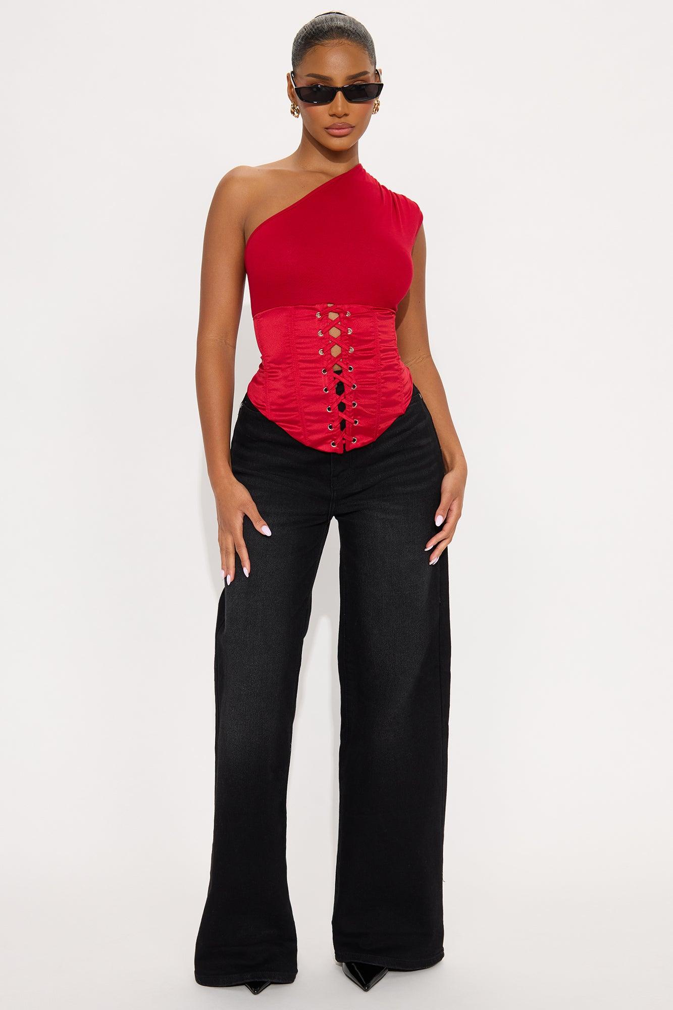 Love On The Line Corset Top - Red Female Product Image