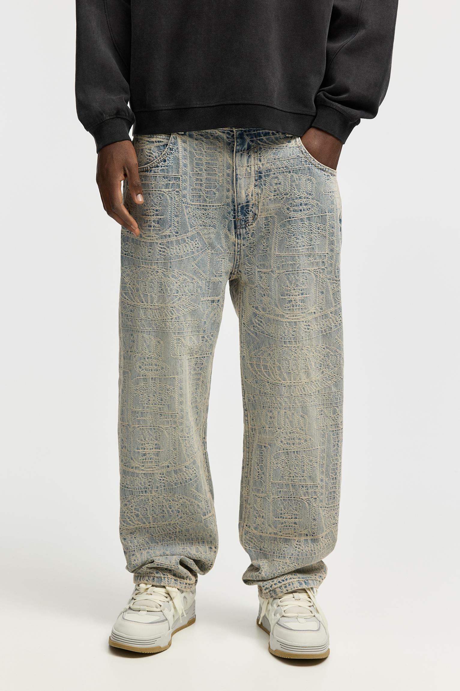 Baggy jacquard jeans Product Image