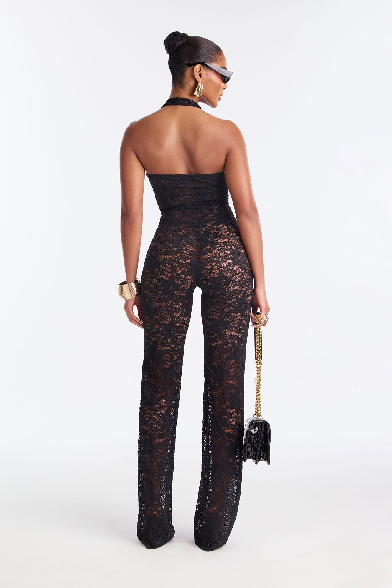 Love To Like Sheer Lace Jumpsuit - Black Female Product Image