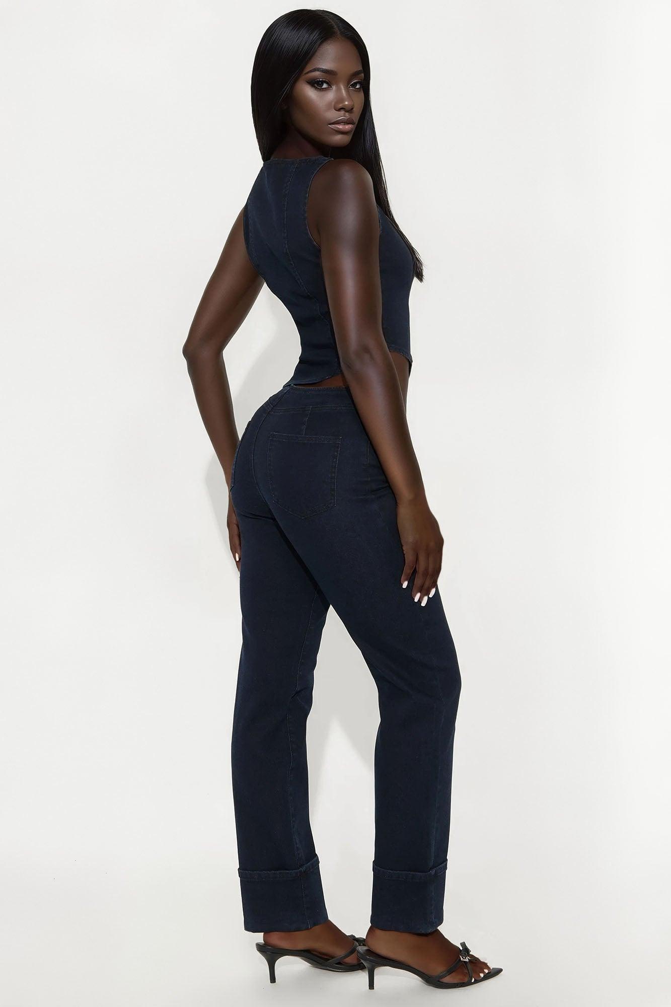 Alana Denim Pant Set - Dark Denim Female Product Image
