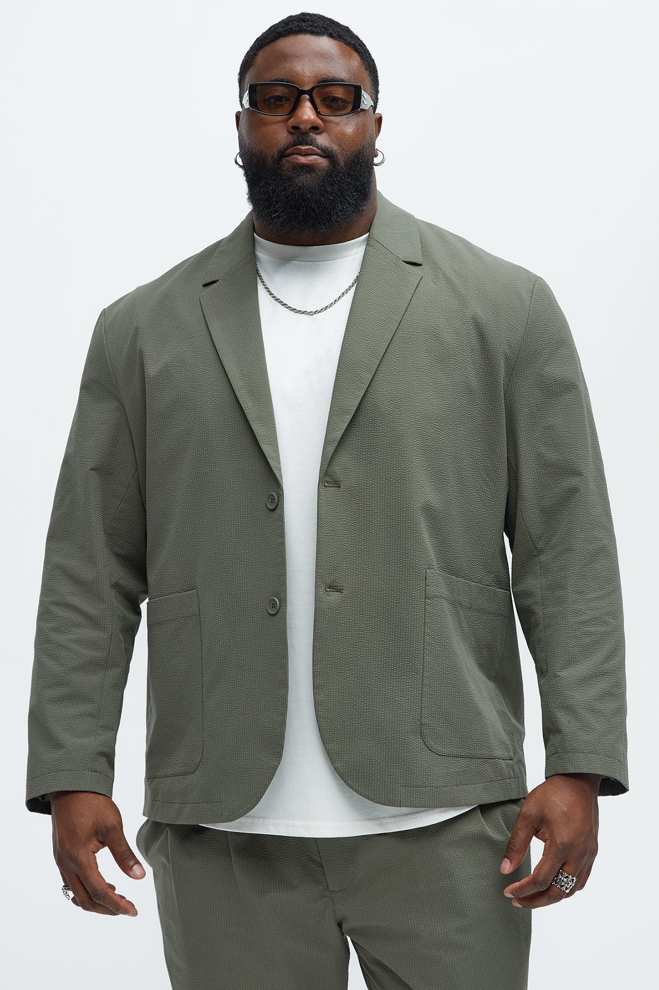Seersucker Casual Blazer - Olive Product Image