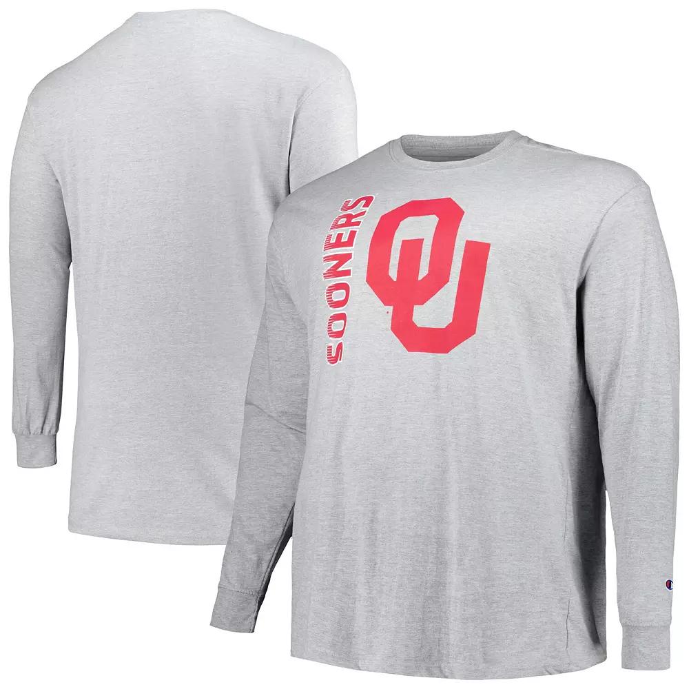 Men's Champion Heather Gray Oklahoma Sooners Big & Tall Mascot Long Sleeve T-Shirt,  Product Image