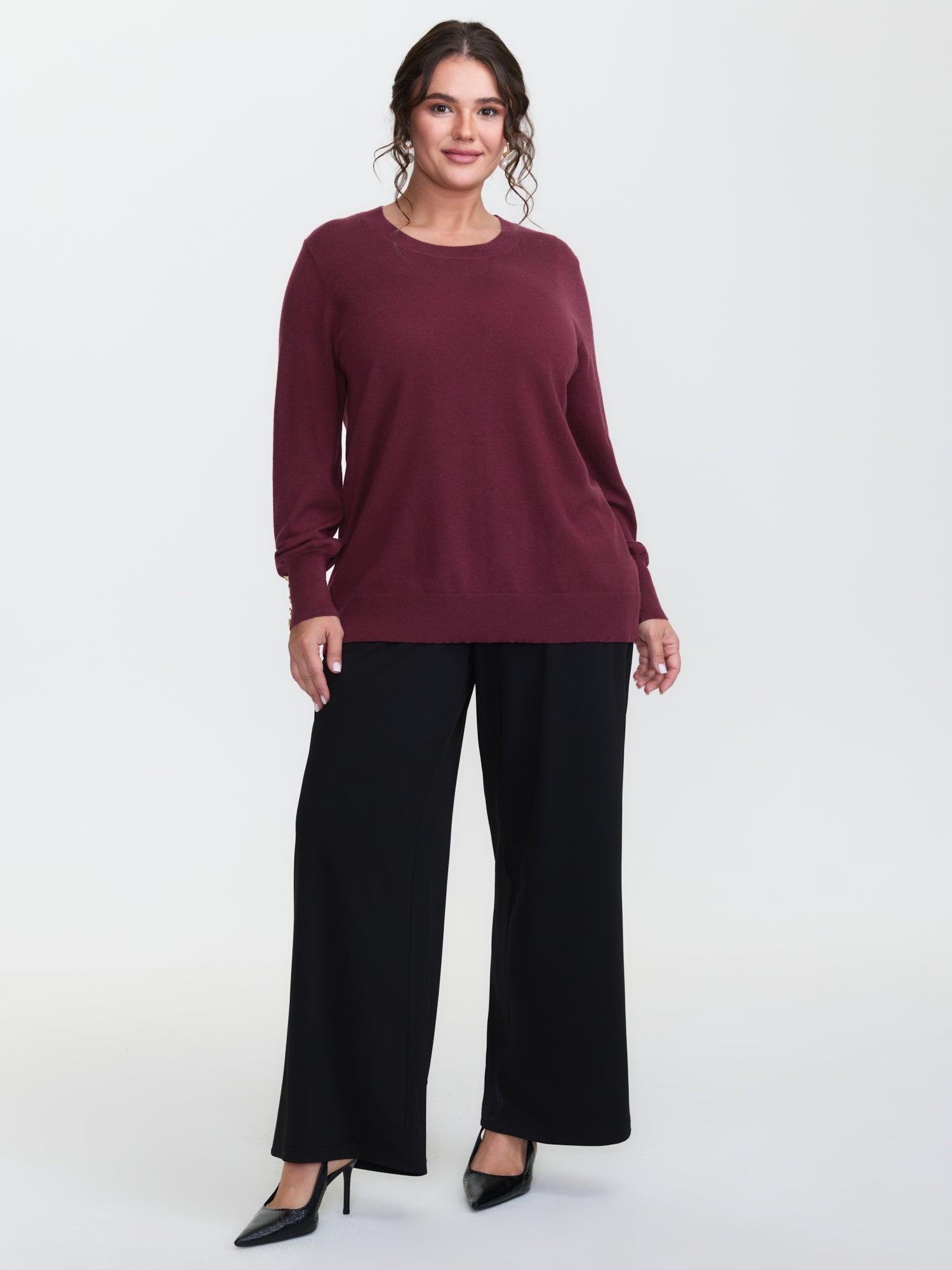 Lantern Sleeve Button Detail Pullover Female Product Image