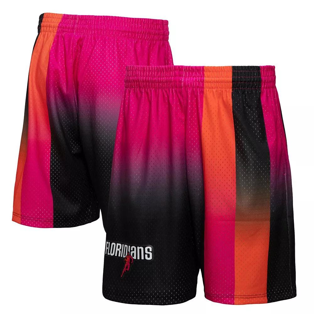 Men's Mitchell & Ness Pink/Black Miami Heat 2005/06 Hardwood Classics Fadeaway Reload 3.0 Swingman Shorts,  Product Image