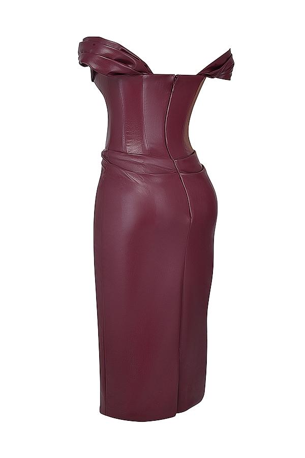 Raven  mulberry vegan leather corset dress - sale Product Image