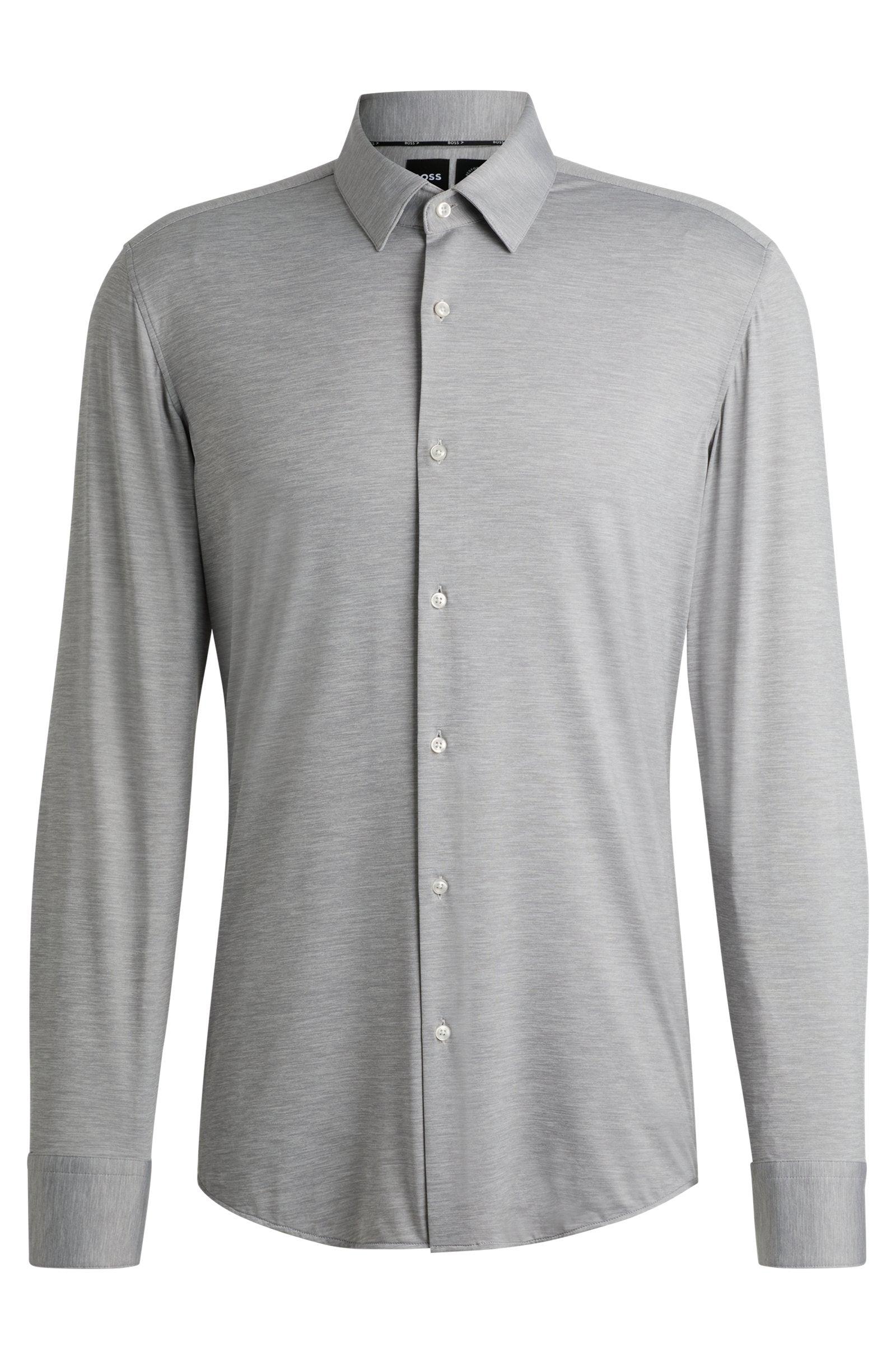 Boss SLIM-FIT SHIRT IN MELANGE PERFORMANCE-STRETCH JERSEY Product Image