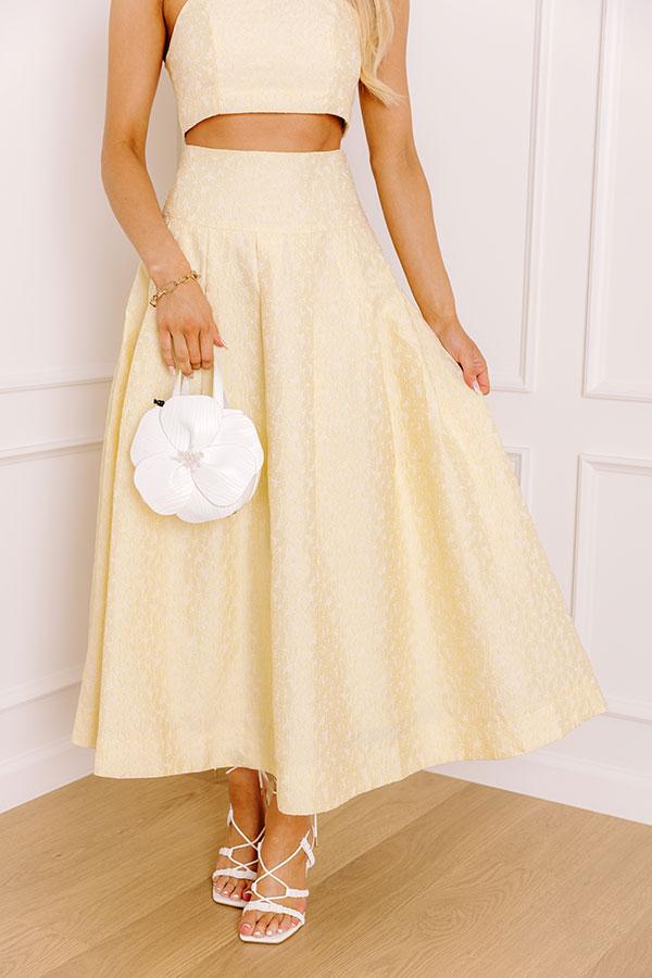 Conservatory Stroll High Waist Floral Jacquard Midi Skirt Product Image