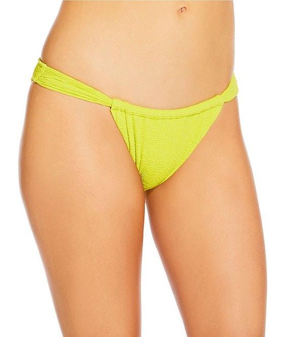 GB Solid Scrunchie Textured Tanga High Leg Hipster Swim Bottom Product Image