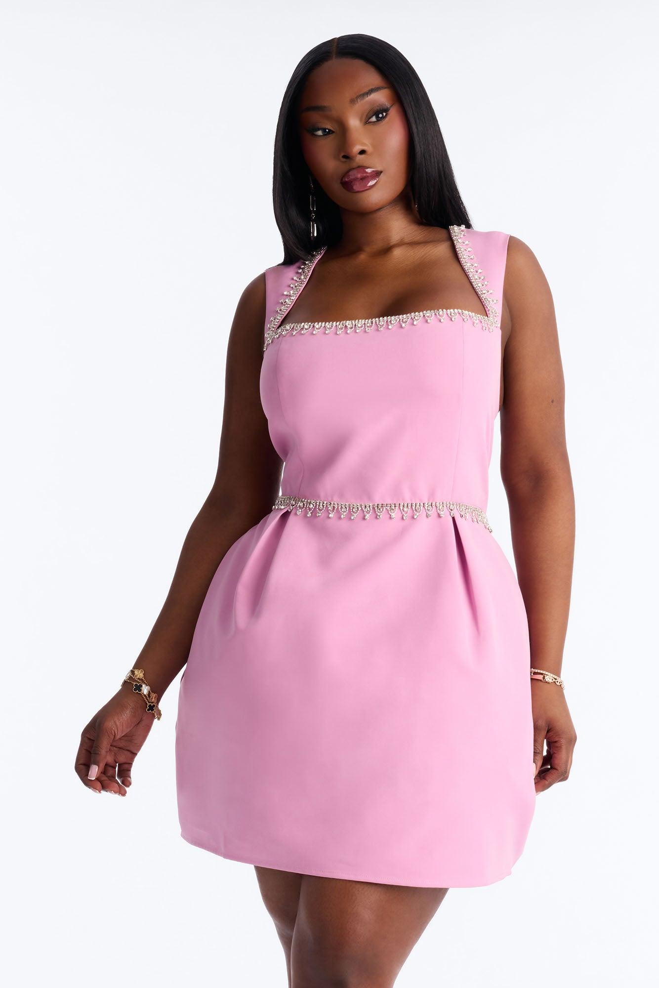 Adore Me Heart Cut Out Mini Dress - Pink Female Product Image