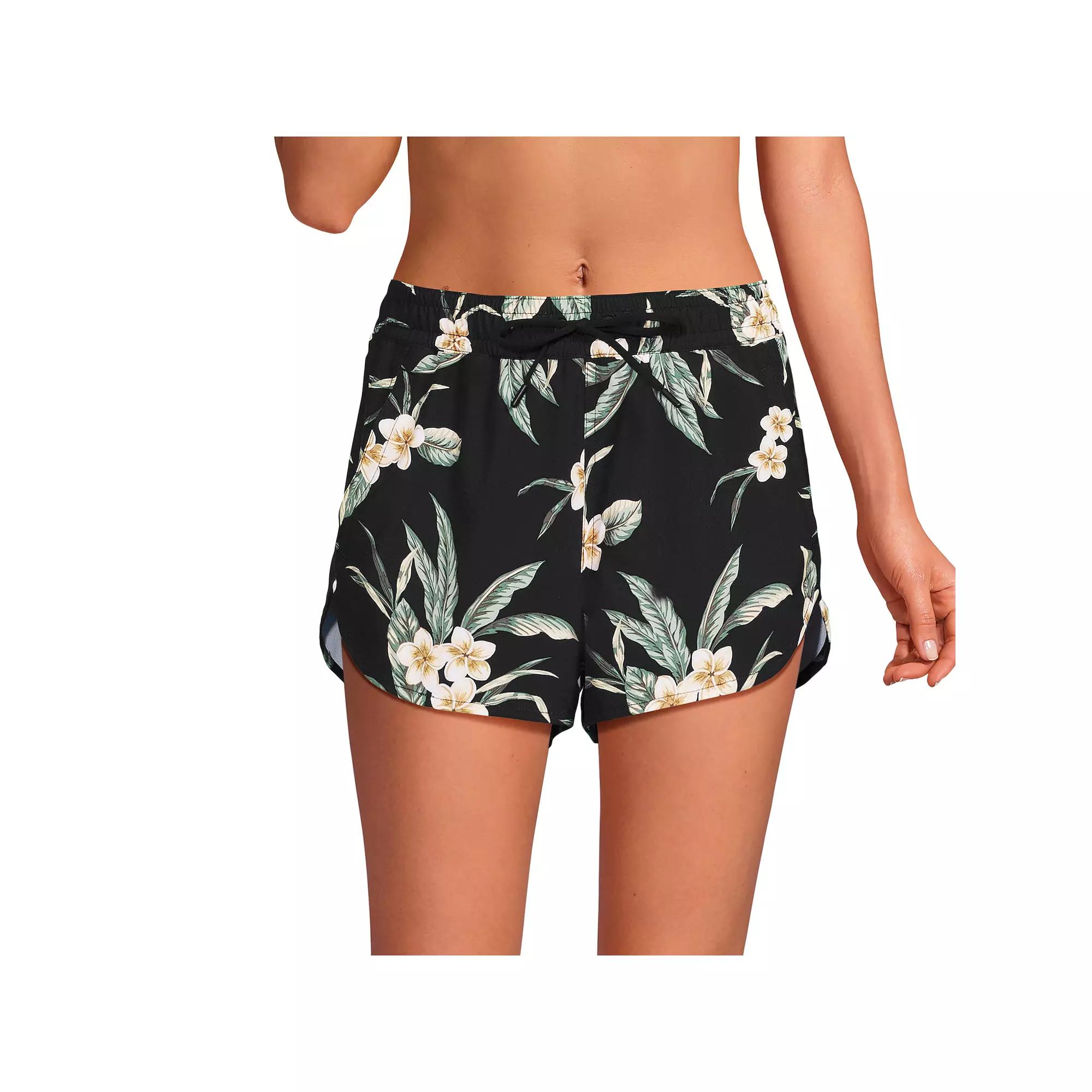 Women's Lands' End Woven Packable Dolphin Hem Swim Cover-Up Shorts, Size: 12, Sunlight Green Product Image