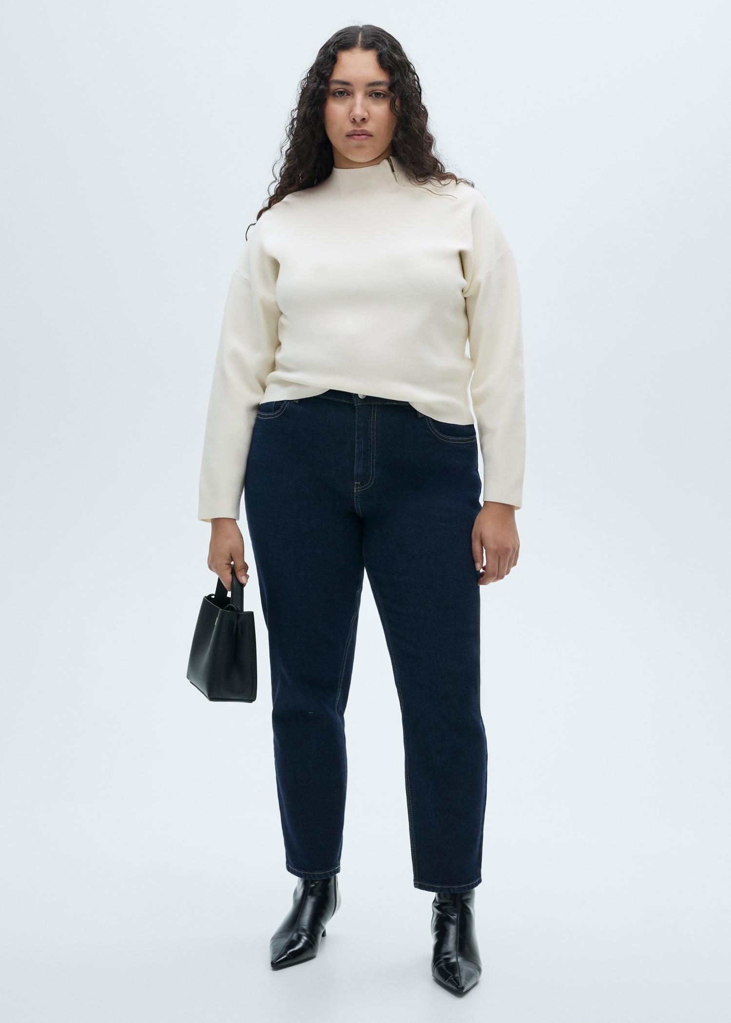 Perkins-neck sweater with zip - Women | MANGO USA Product Image