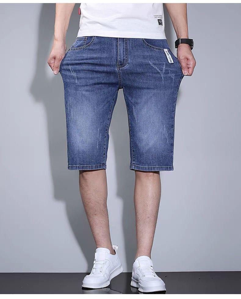 Mid Rise Washed Denim Shorts Product Image