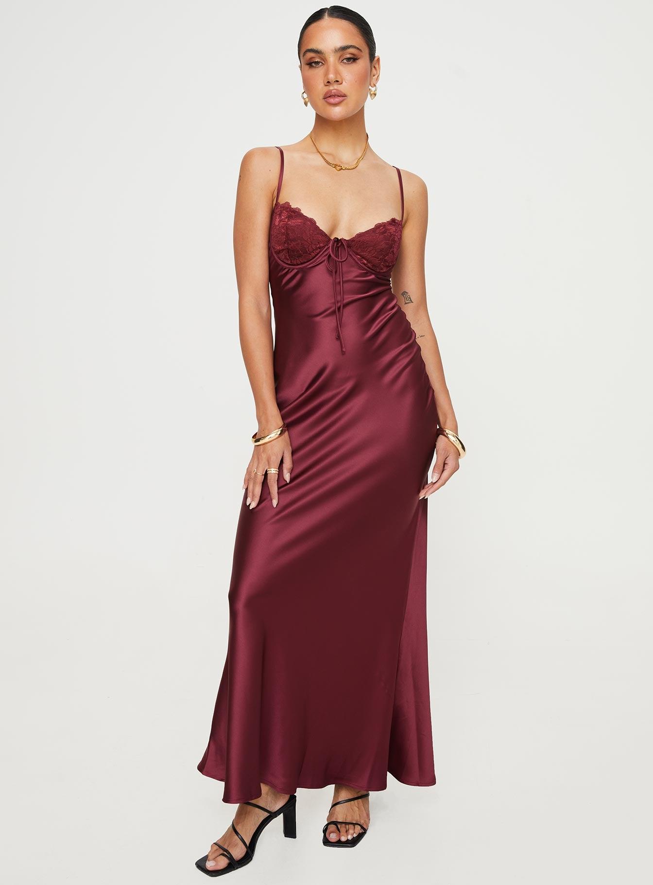 Fadyen Bias Cut Maxi Dress Burgundy Product Image