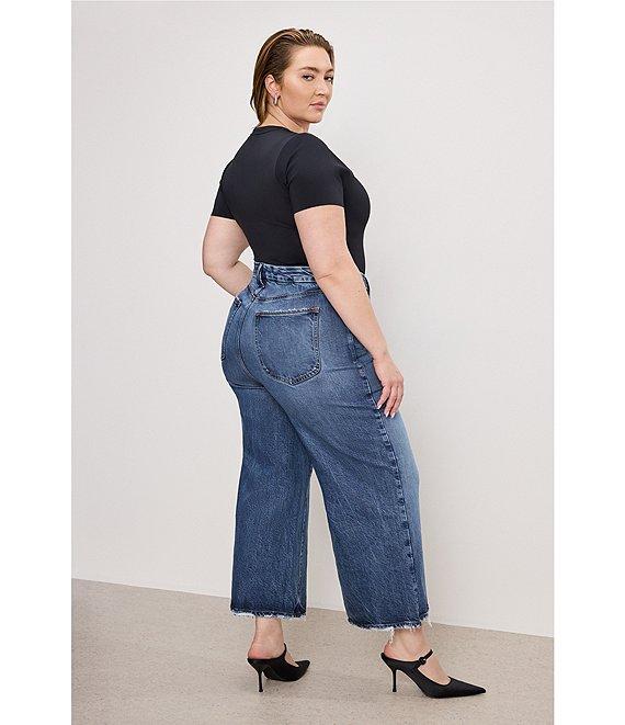 Good American Plus Size Soft Tech Good Waist High Rise Cropped Palazzo Jeans Product Image