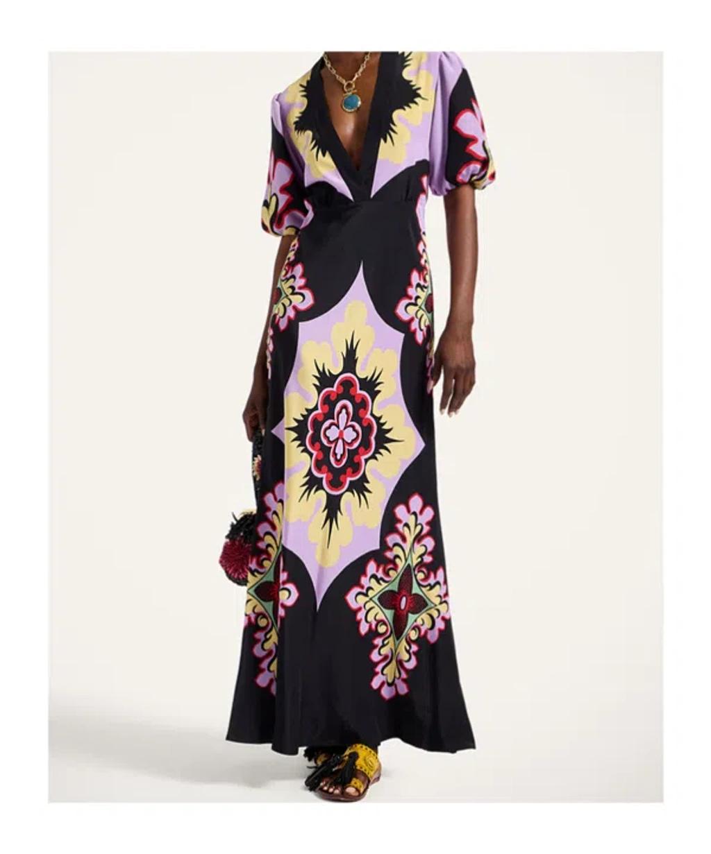 LA DOUBLEJ Marlene Silk Crepe De Chine Maxi Dress In Multi Product Image