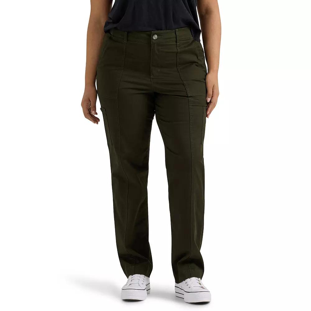 Plus Size Lee® Ultra Lux Comfort with Flex-To-Go Utility Pants, Women's, Size: 22 Petite, Dark Olive Black Product Image