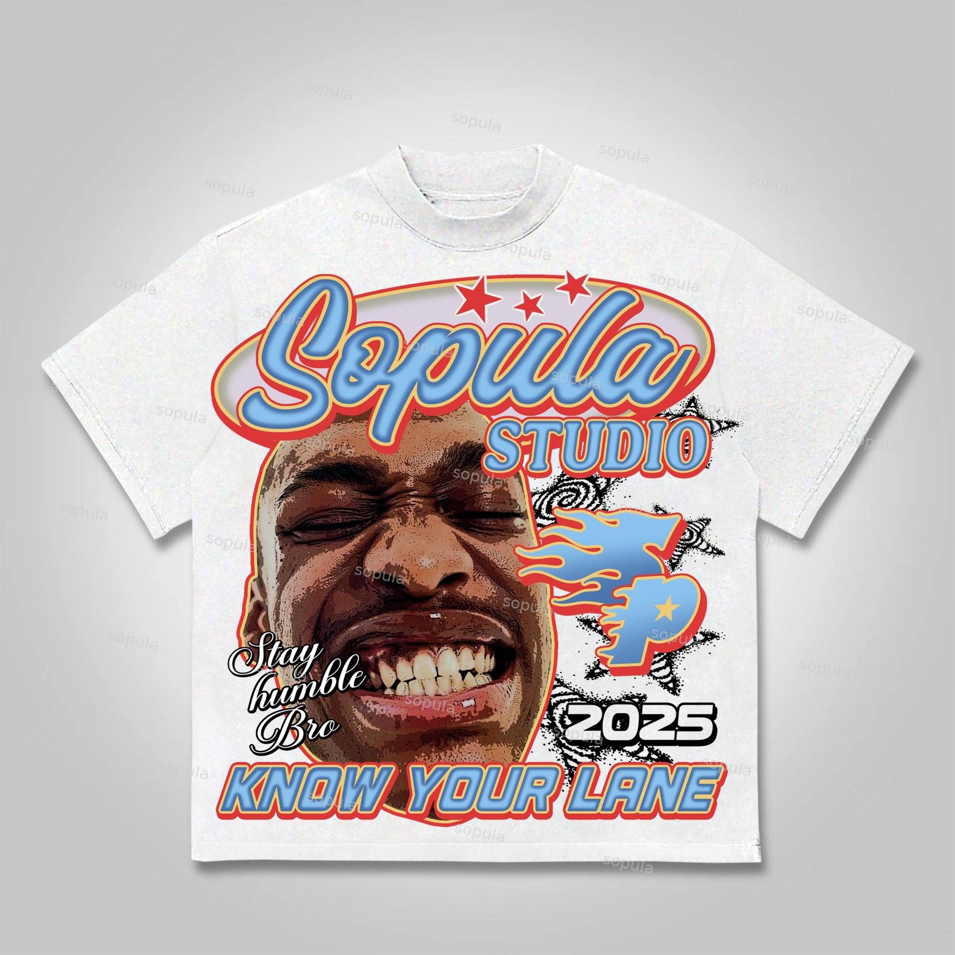 Sopula 2025 Stay Humble, Bro Vintage Street Head Graphic Cotton T-shirt Product Image