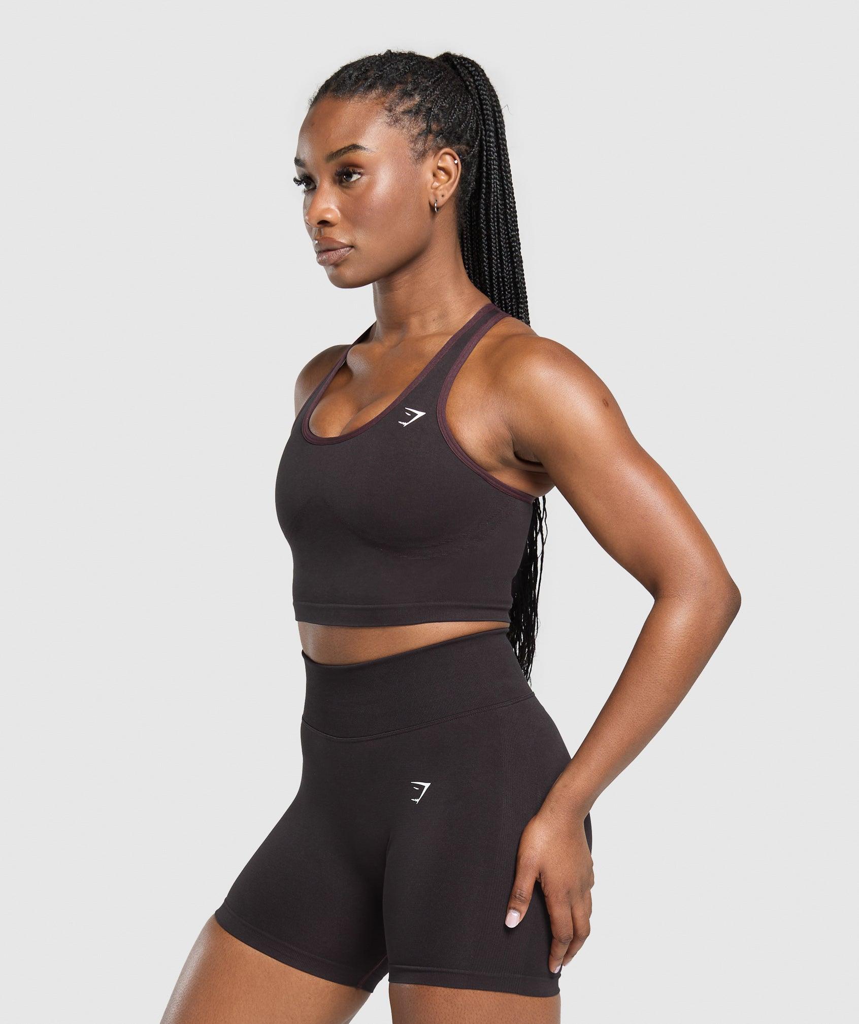 Gymshark Lift Seamless Midi Tank With Shelf - Depth Purple/Black Marl Female Product Image