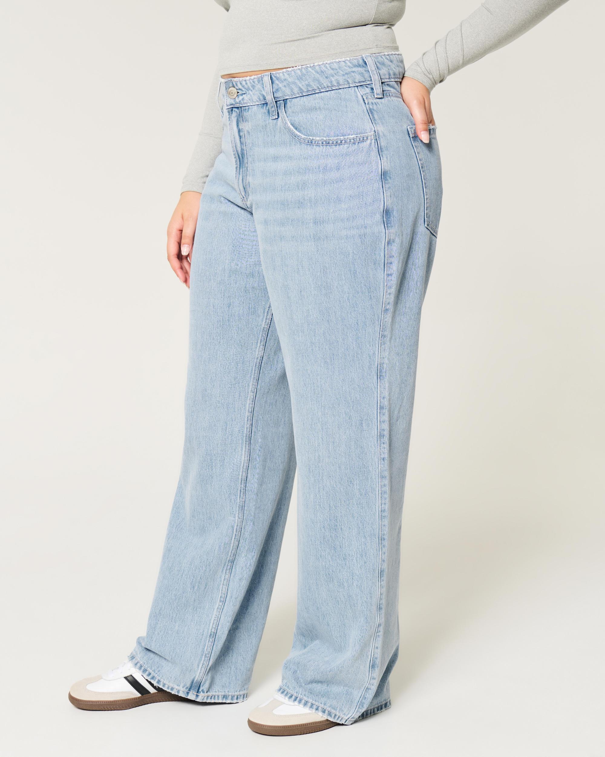 Curvy Mid-Rise Medium Wash Baggy Jeans Product Image