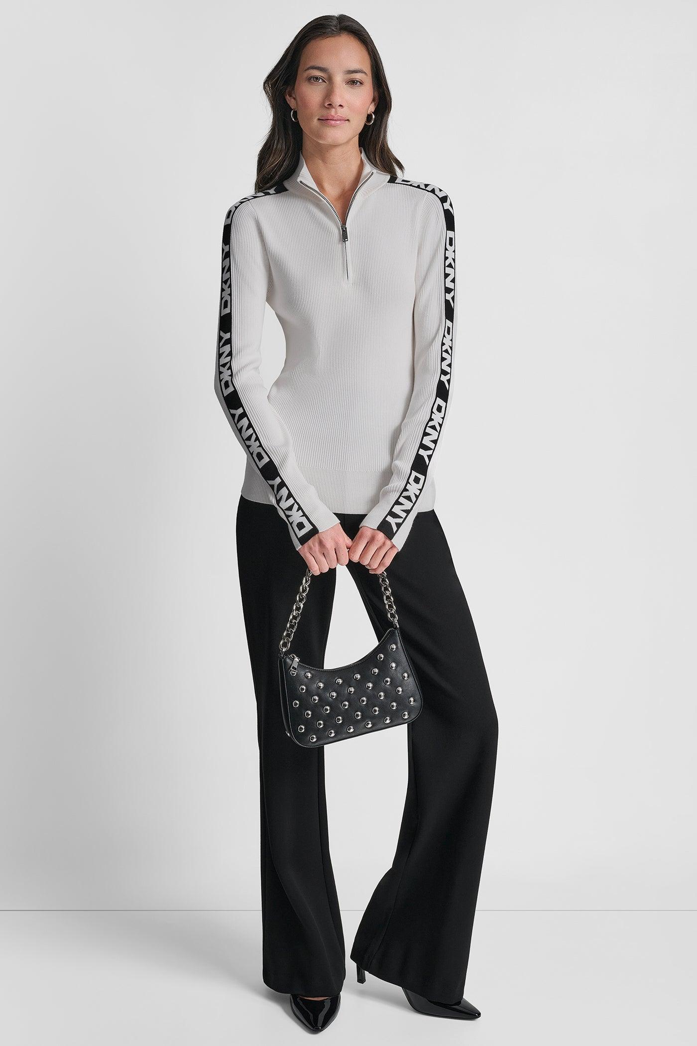 LONG SLEEVE 1/4 ZIP LOGO TAPE SWEATER Product Image